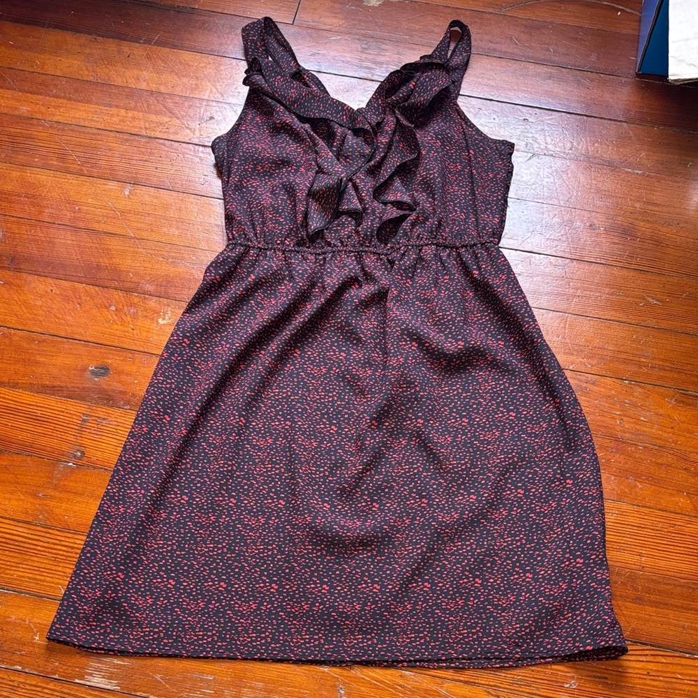 Mossimo Supply Co. Black Mini Dress with Red Speckle Ruffle Front